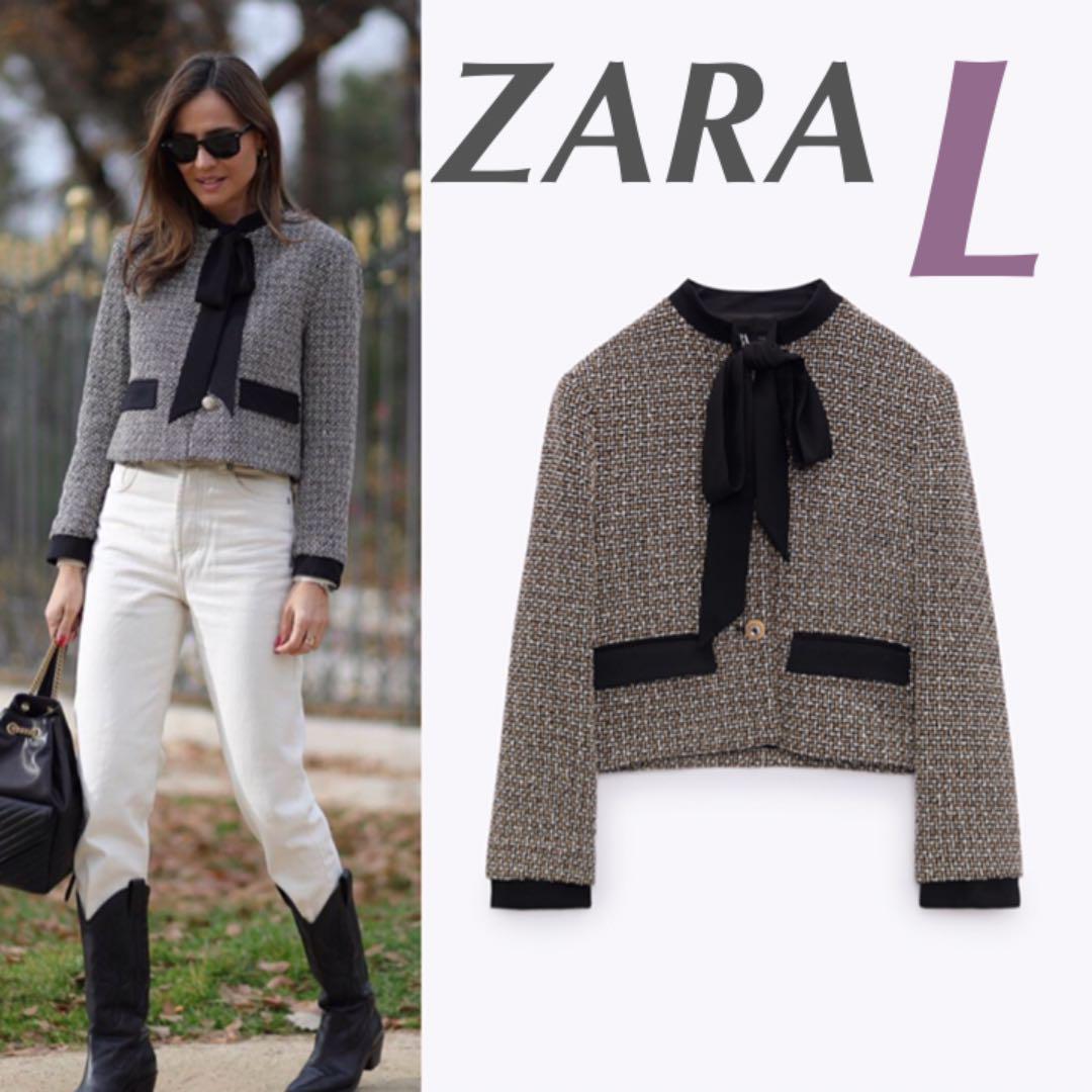 ZARA 新品 リボンディテール テクスチャーブレザー