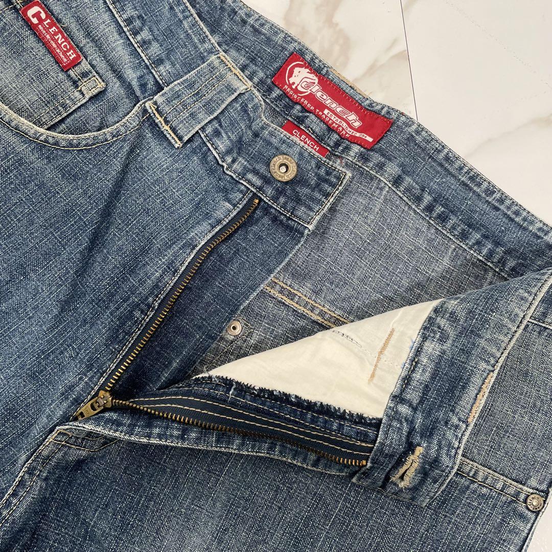 CLENCH JEANS リネン 麻 バギーパンツ ワイドデニム B系 極太
