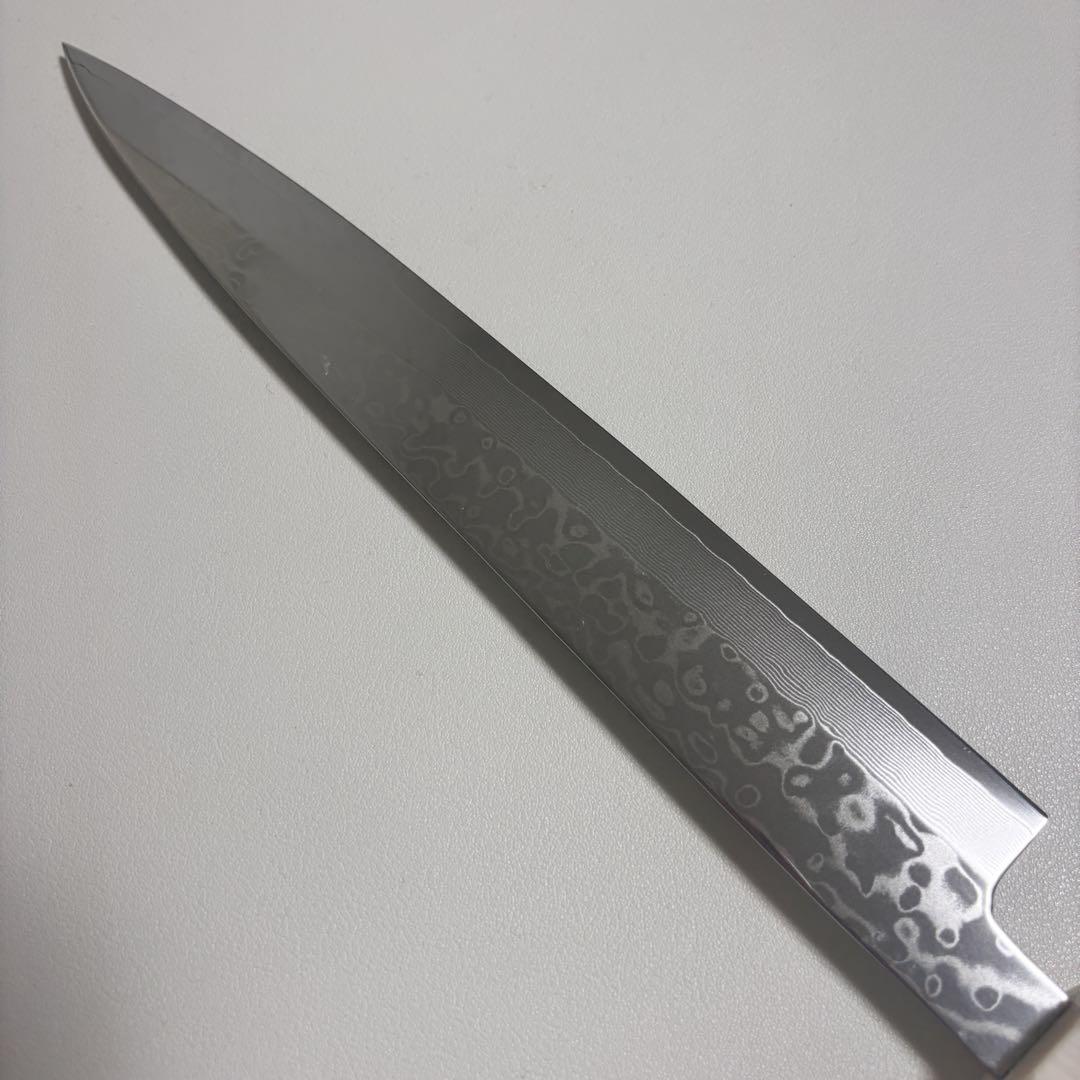 240mm 墨流しダマスカス 柳刃包丁アイボリーカラー・八角柄 刺身包丁/鞘あり