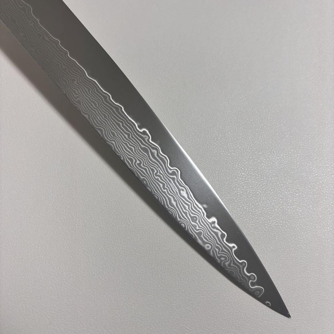 240mm 墨流しダマスカス 柳刃包丁アイボリーカラー・八角柄 刺身包丁/鞘あり