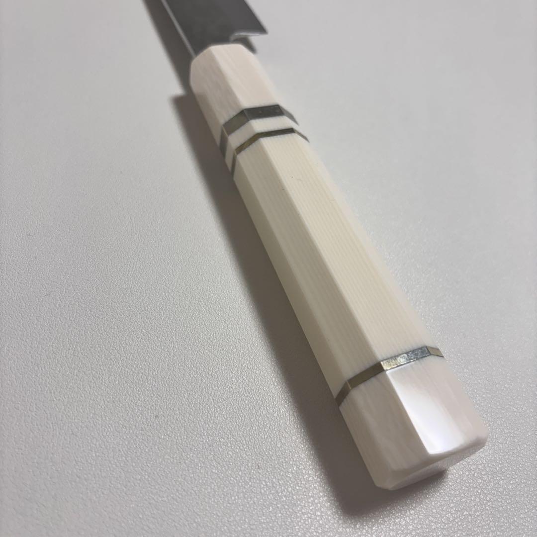 240mm 墨流しダマスカス 柳刃包丁アイボリーカラー・八角柄 刺身包丁/鞘あり