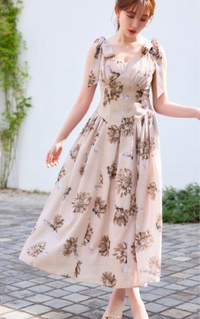 新品❣️Sunflower-Printed Midi Dress（M）