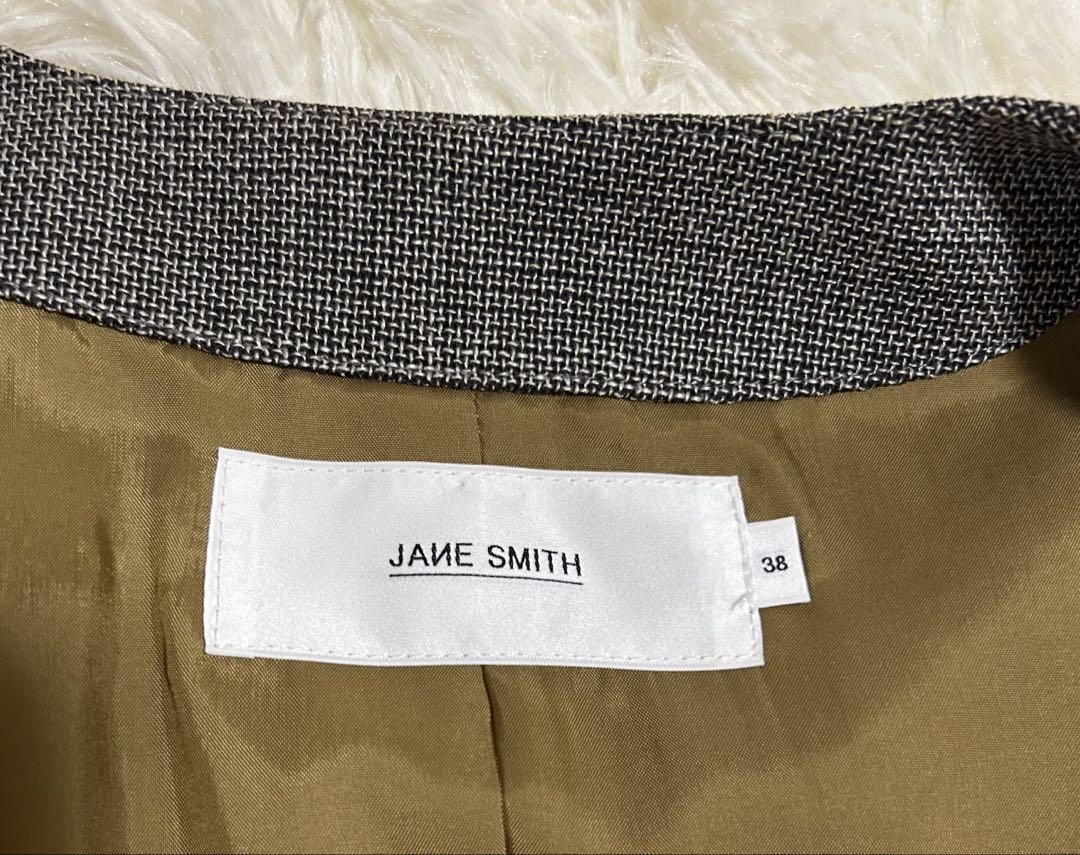 JANESMITH ウールリネン シルク、ノーカラージャケット 日本製