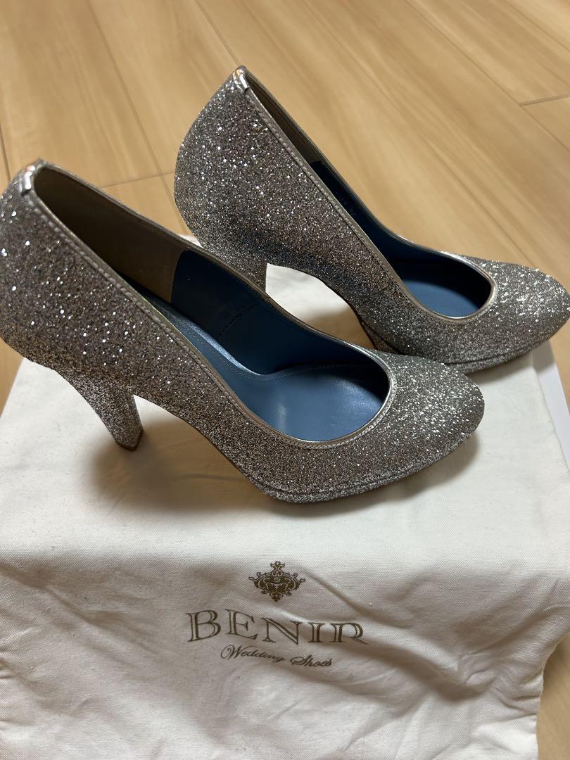 BENIR シルバーグリッターウェディングシューズ36