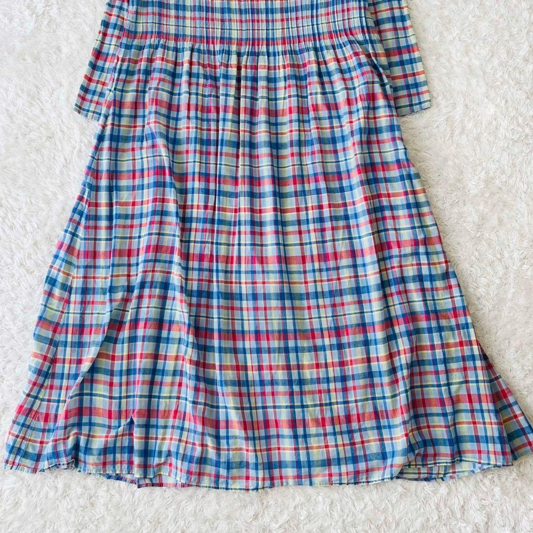 ヨーガンレール シャツワンピース 羽織り 2way チェック インド綿 L レディース
