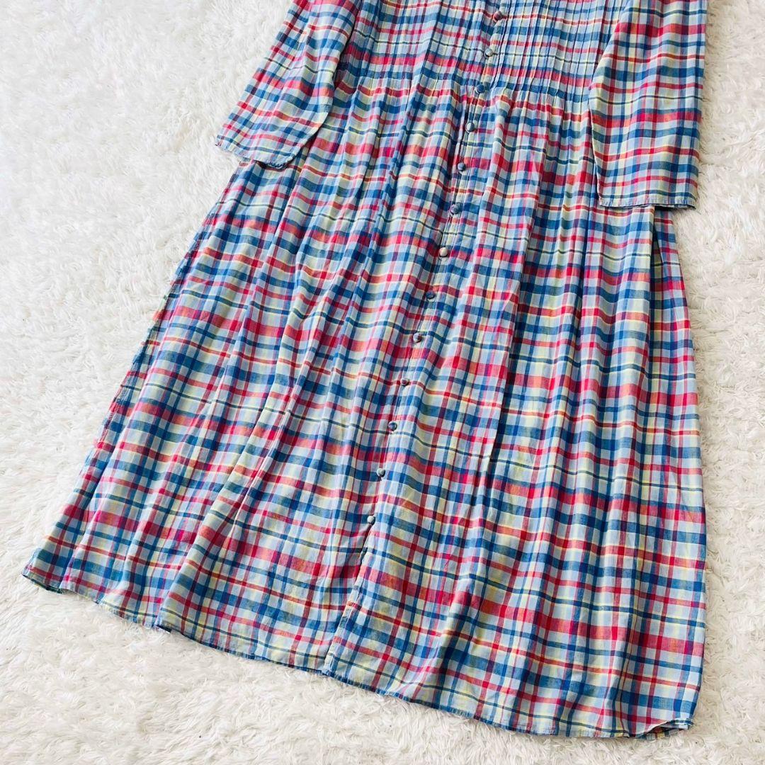 ヨーガンレール シャツワンピース 羽織り 2way チェック インド綿 L レディース
