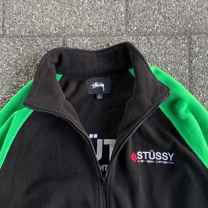 希少 STUSSY ステューシー 企業モノ フリースジャケット 袖切替 Y2K S