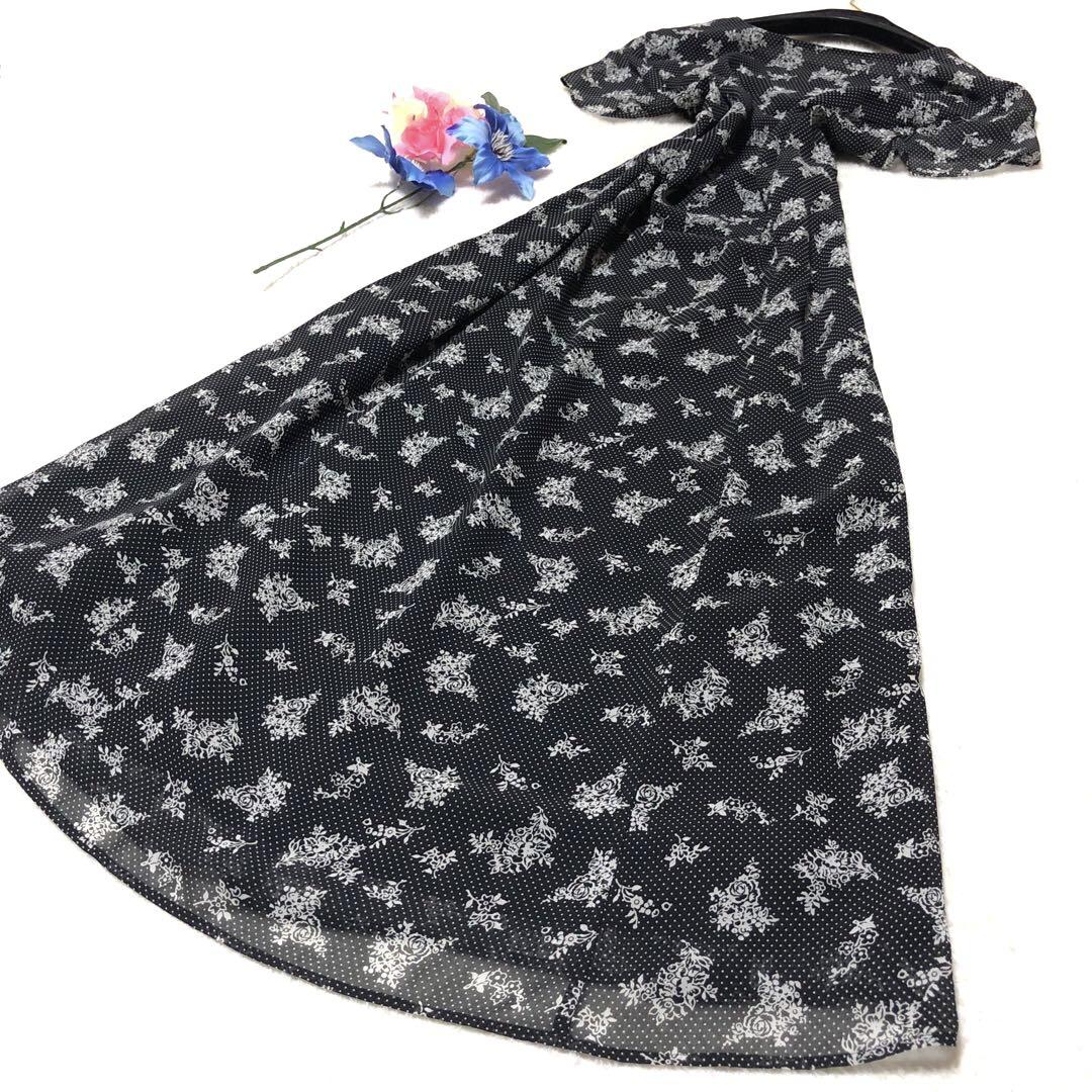 未使用級 ローラアシュレイ ロングワンピース 花柄 ドット