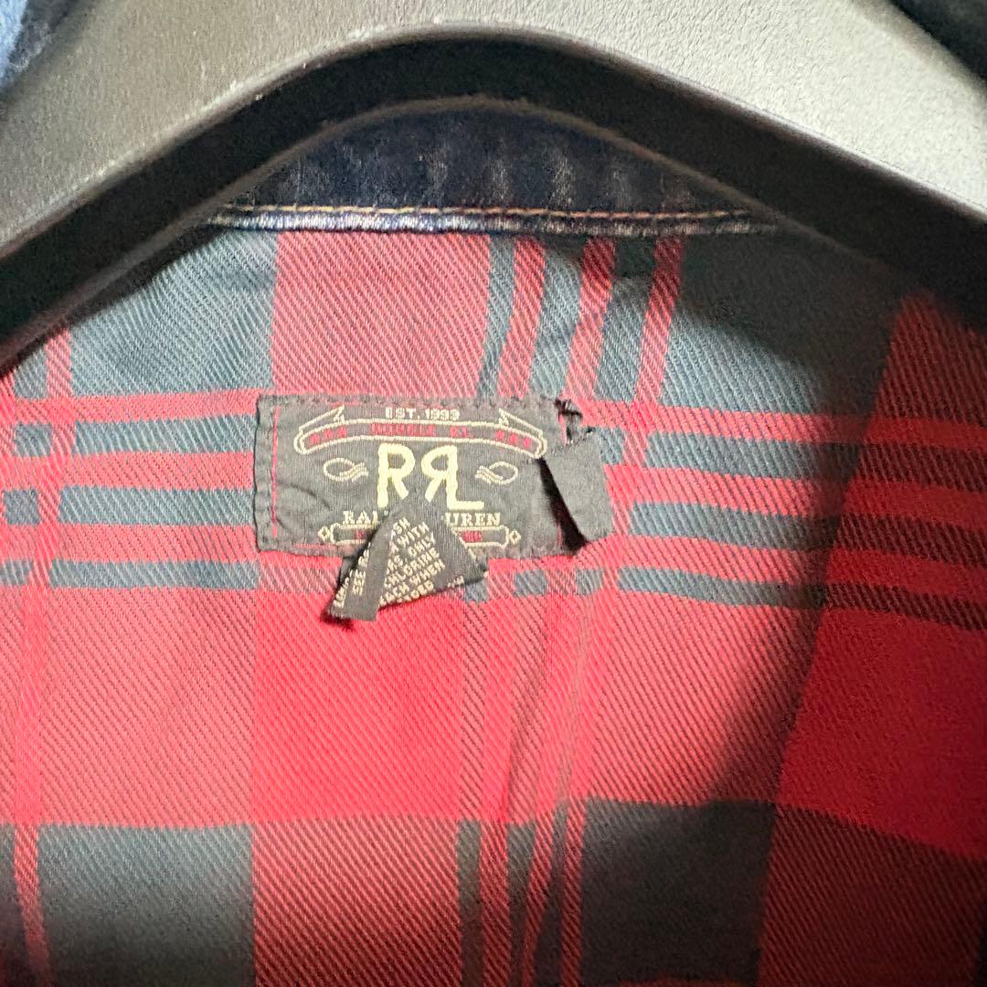 【三つ星タグ/90s】ダブルアールエル　裏地チェック　デニムジャケット　XL