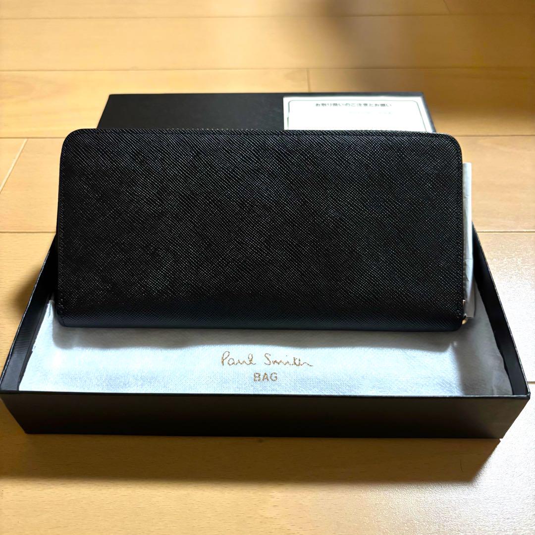 Paul Smith 長財布　現行品　新品未使用　ブライトストライププラー　黒