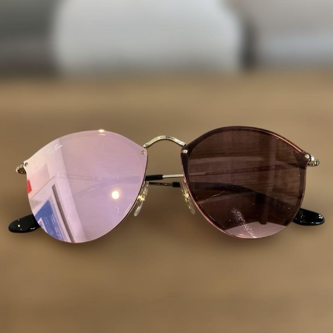 Ray-Ban ラウンド型サングラス ブラウン/ピンク Ray-Ban ラウンドサングラス ピンクブラウン 美品 - メルカリ