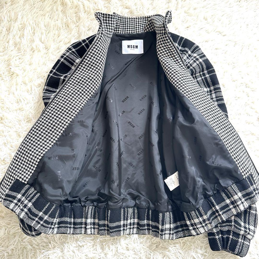 MSGM ウールジャケット チェック柄 ジップアップブルゾン