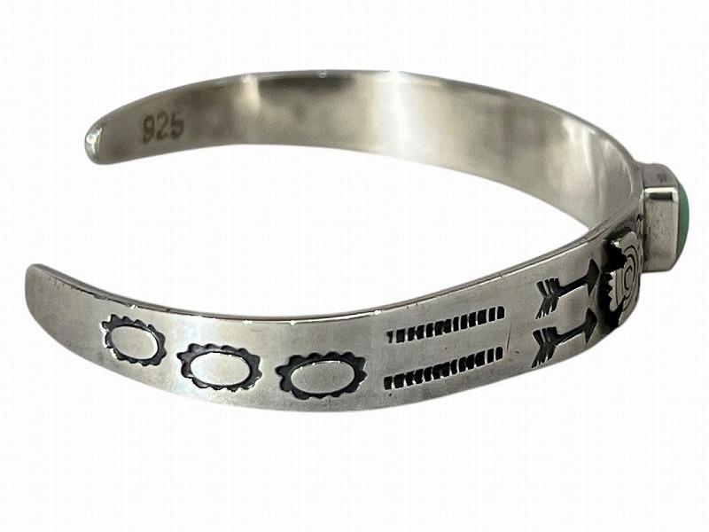 美品 HRM ハリラン グリーンターコイズ石 サンダーバード アロー バングル