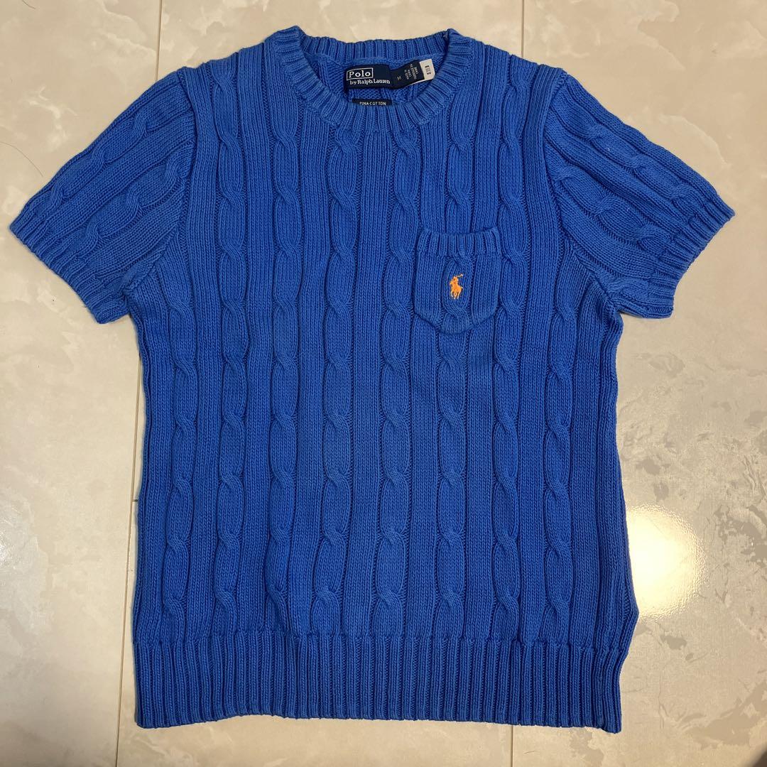 Polo by Ralph Lauren 半袖ニット 青　ｍ