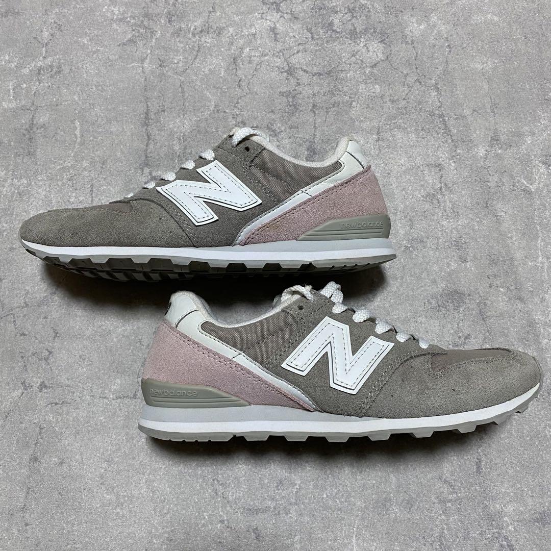 New Balance 996 刺繍 グレーxピンク スニーカー ニューバランス