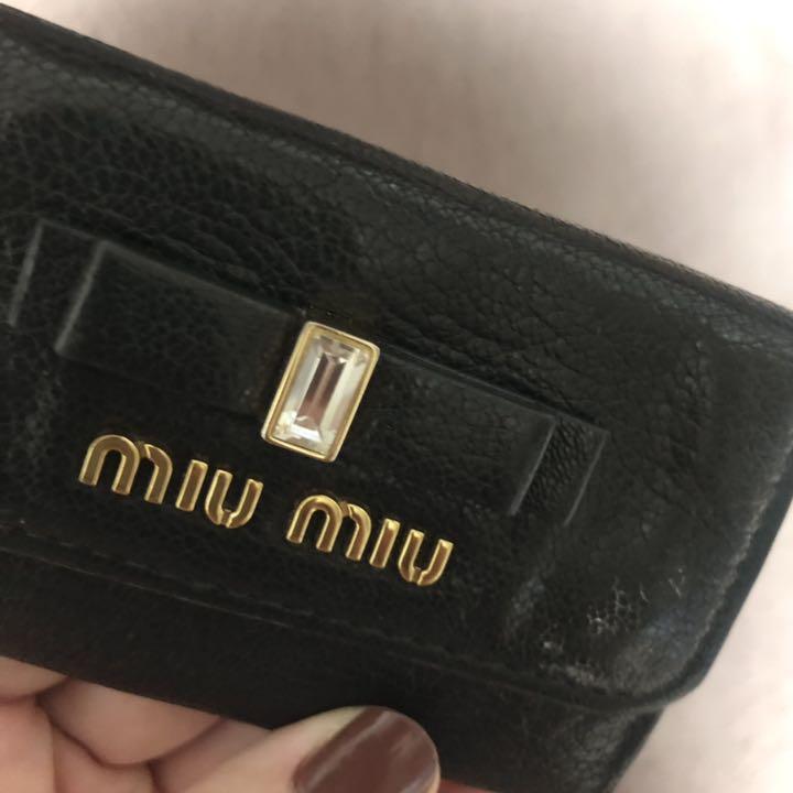 入荷予定 《綺麗》ミュウミュウ クリスタル キーケース グレー リボン 【セール】 《綺麗》ミュウミュウ リボン グレー キーケース クリスタル キーケース