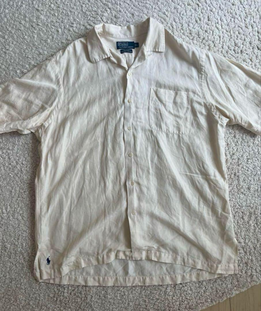 90s Ralph Lauren　ラルフローレン　オープンカラーシャツ　生成り