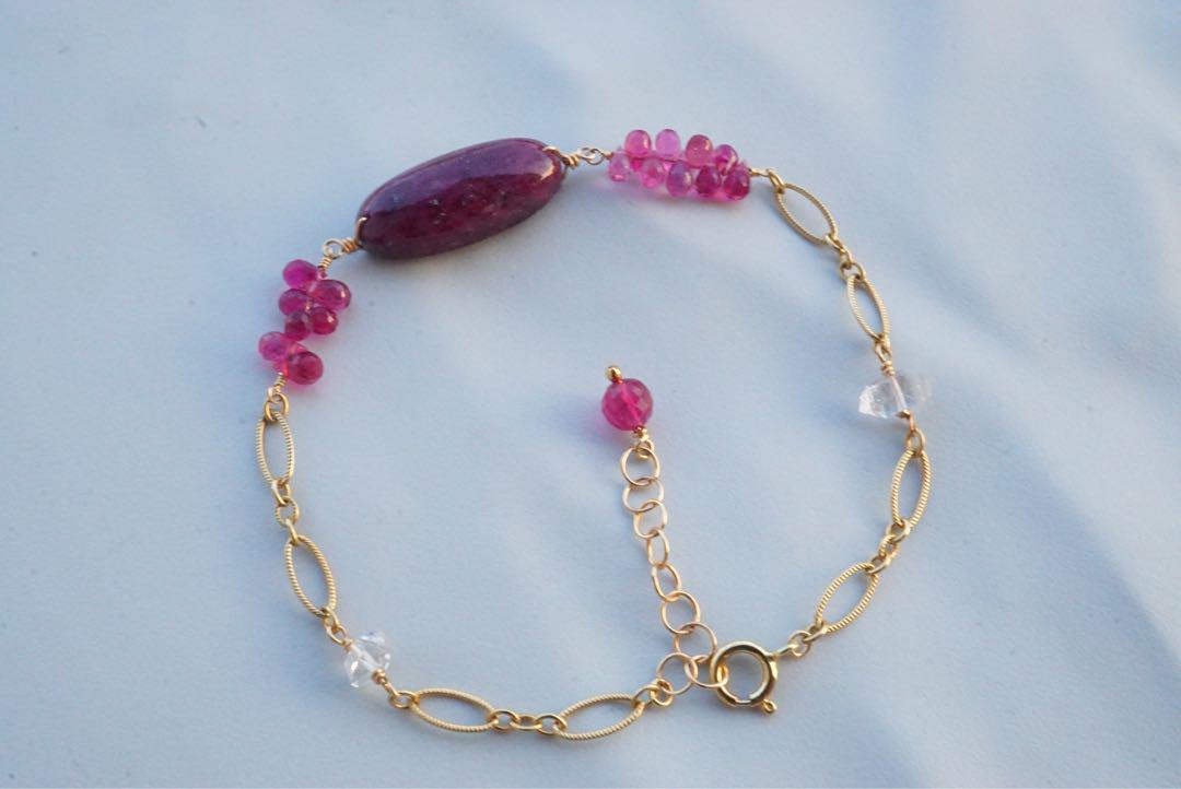 水晶 宝石カット マトリックスオパール ブレスレット