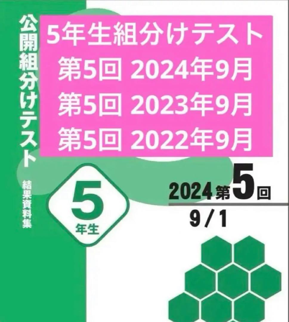 四谷大塚 5年生組分けテスト2024〜2022年度　志望校判定テスト2024年度 四谷大塚5年生 組分けテスト2024,2023,2022年 第5回 - メルカリ