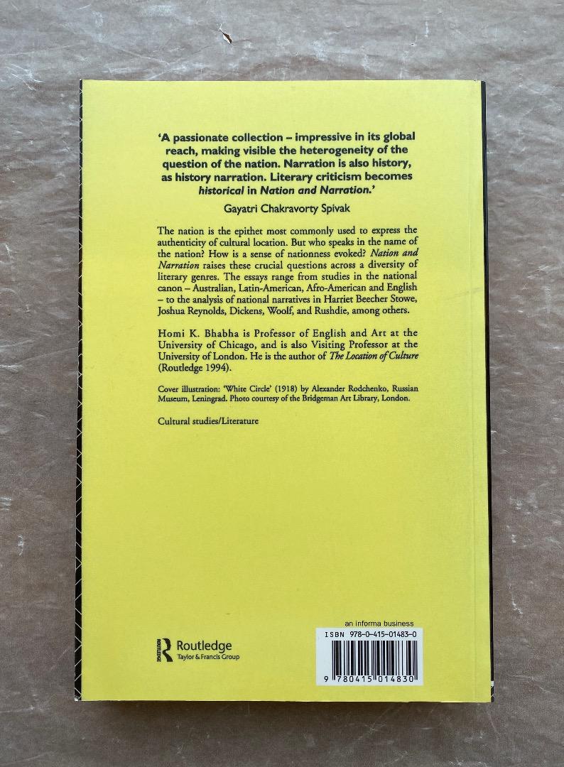 洋書）ホミ・バーバ編『Nation and Narration』、2010年。