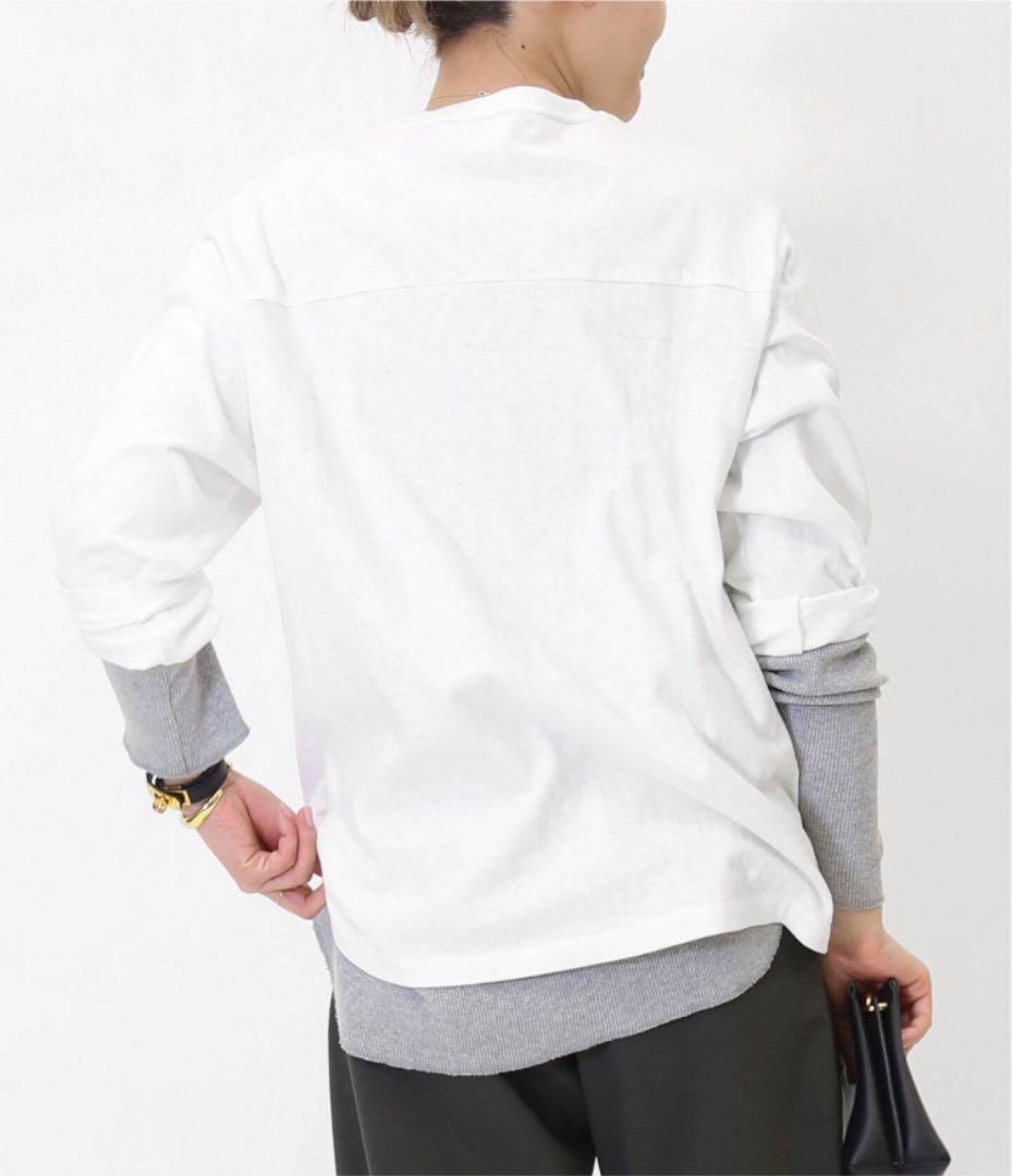 33%割引ホワイト系,FREE SIZE【予約受付中】 【新品】Americana 公式特典付 2018aw mame Denim Jersey tops 美品 Tシャツ/カットソー(七分/長袖)