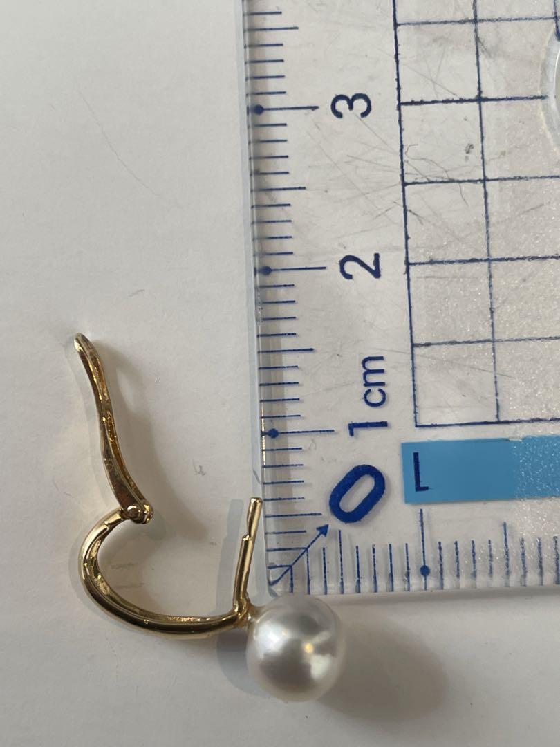 K18ピアス　真珠　18金パールピアス　ホワイトパール　フープピアス　金ピアス