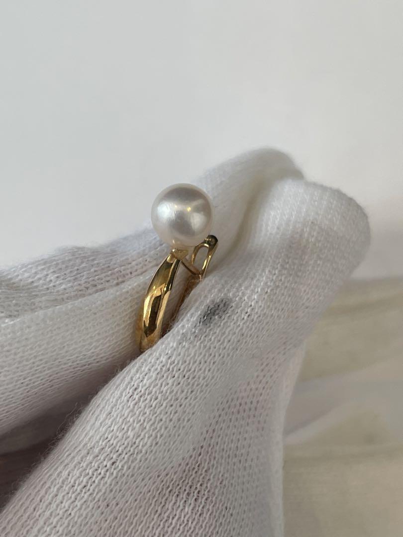K18ピアス　真珠　18金パールピアス　ホワイトパール　フープピアス　金ピアス