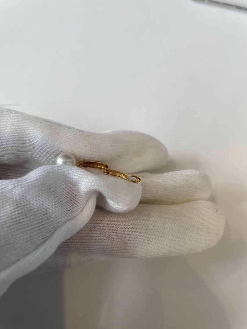 K18ピアス　真珠　18金パールピアス　ホワイトパール　フープピアス　金ピアス