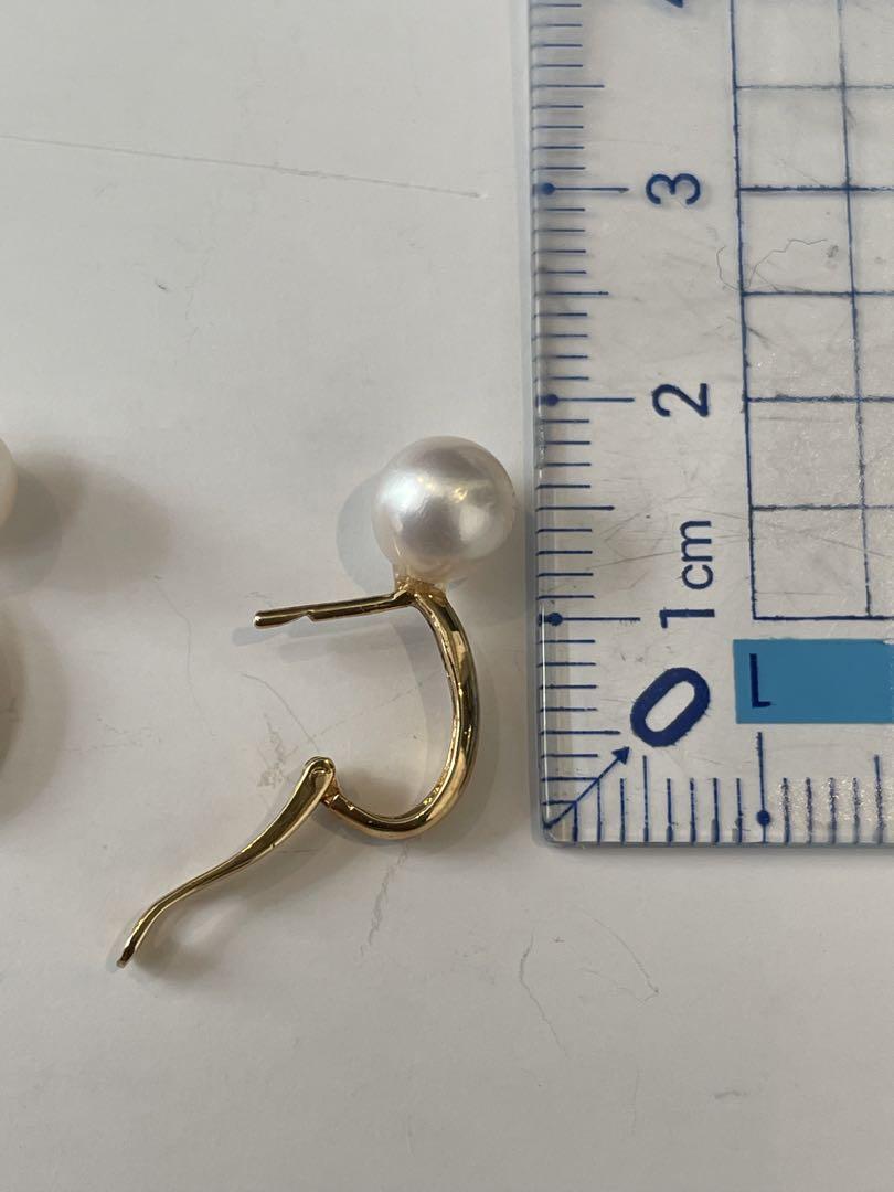 K18ピアス　真珠　18金パールピアス　ホワイトパール　フープピアス　金ピアス