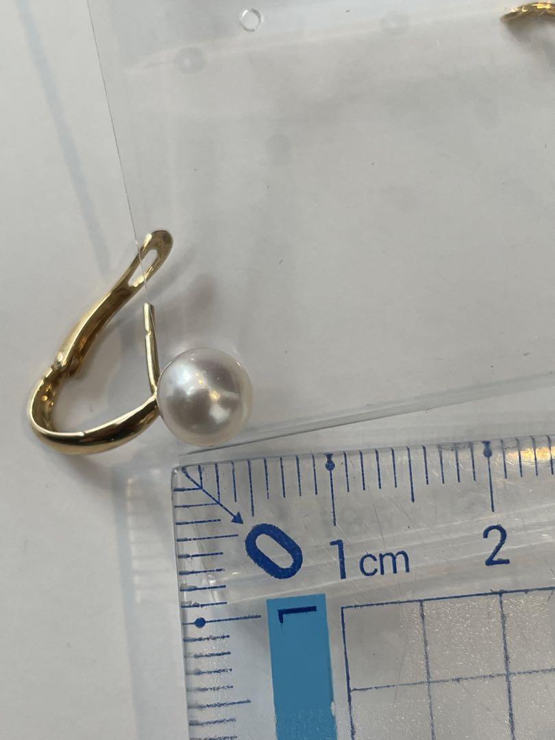 K18ピアス　真珠　18金パールピアス　ホワイトパール　フープピアス　金ピアス