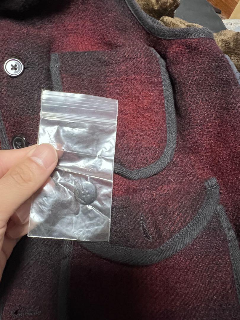 Woolrich ウール混紡 ベスト XS チェック　レッド/ブラック
