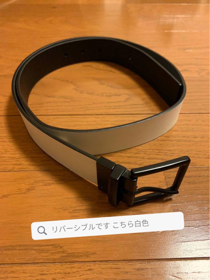 未使用級　アルマーニ エクスチェンジ　リバーシブル　レザーベルト　ALX　黒×紺 未使用級 アルマーニ エクスチェンジ リバーシブル レザーベルト