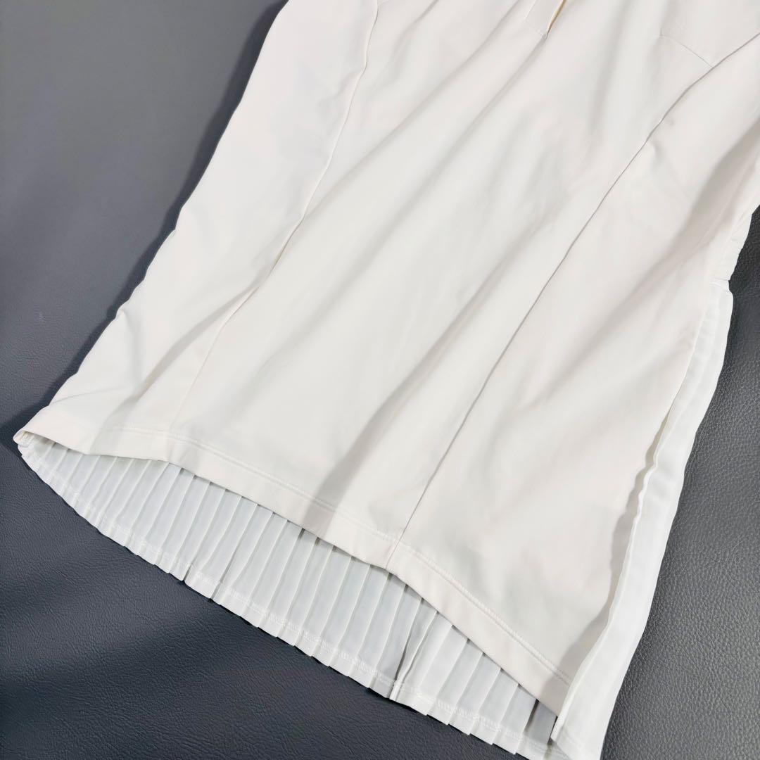 479 美品✨デサントゴルフ ノースリーブ シャツ プリーツ 白 Mサイズ