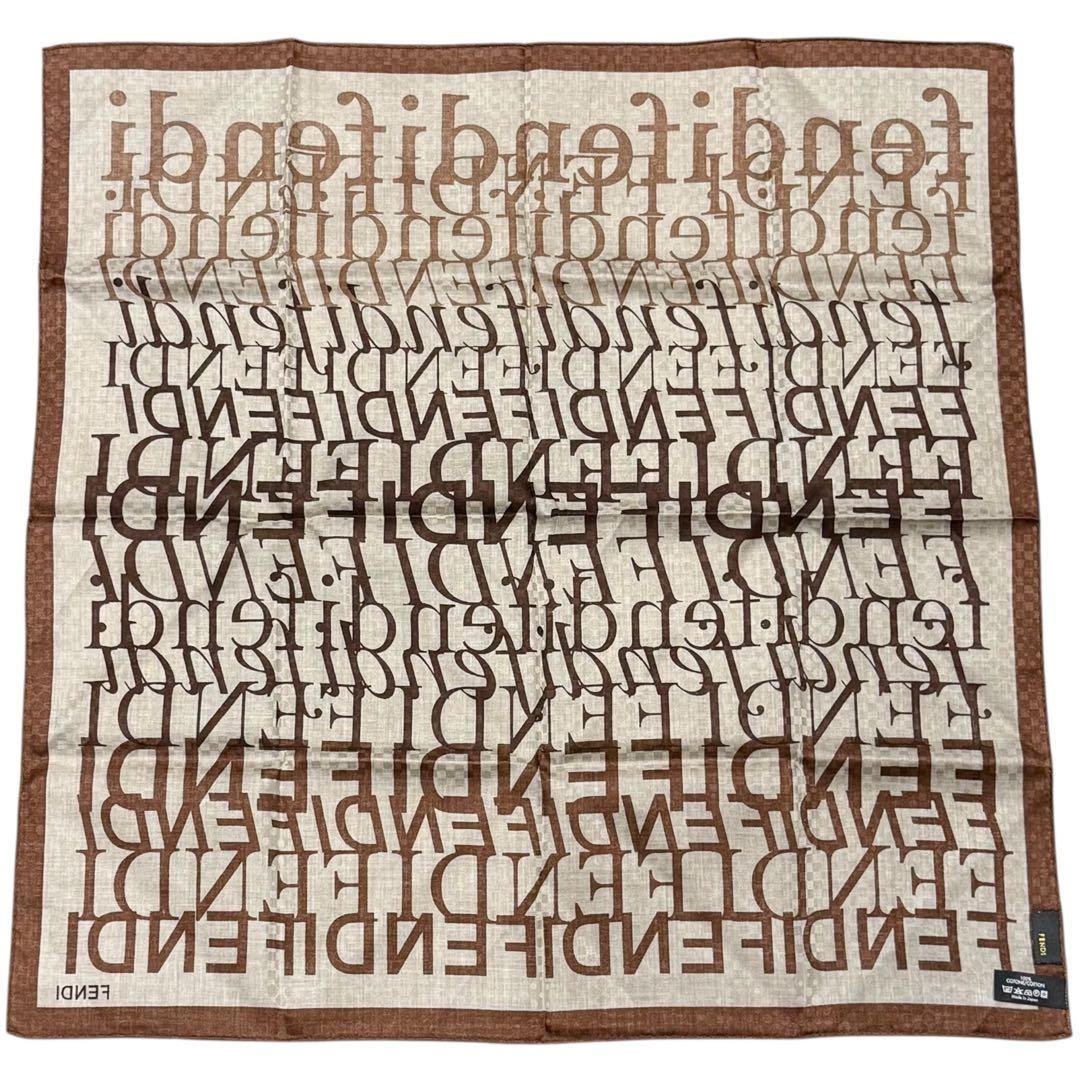 美品◎フェンディ スカーフ 大判ハンカチ ドット柄 ブロックチェック