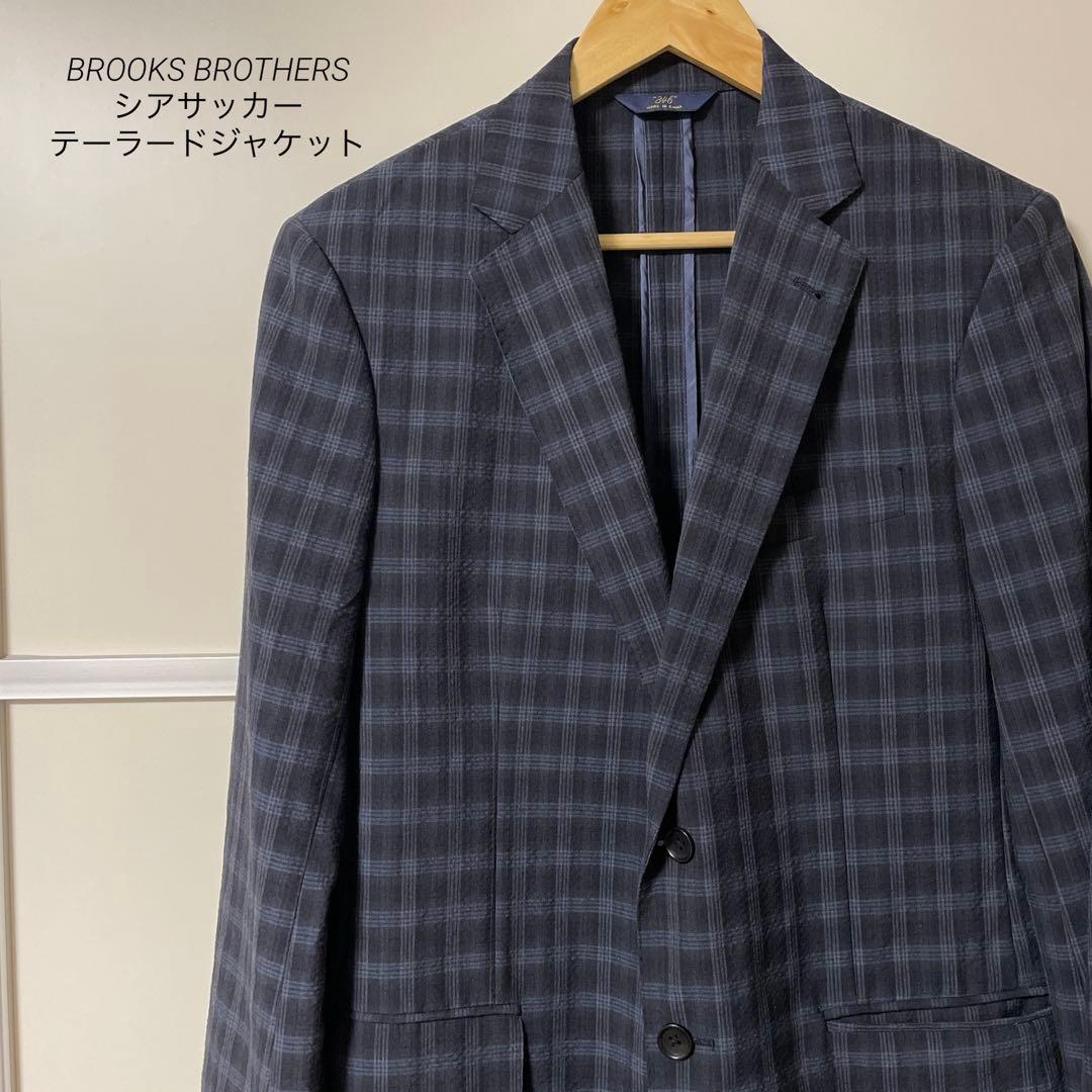 高級 美品 ブルックスブラザーズ テーラードジャケット ネイビー チェック柄