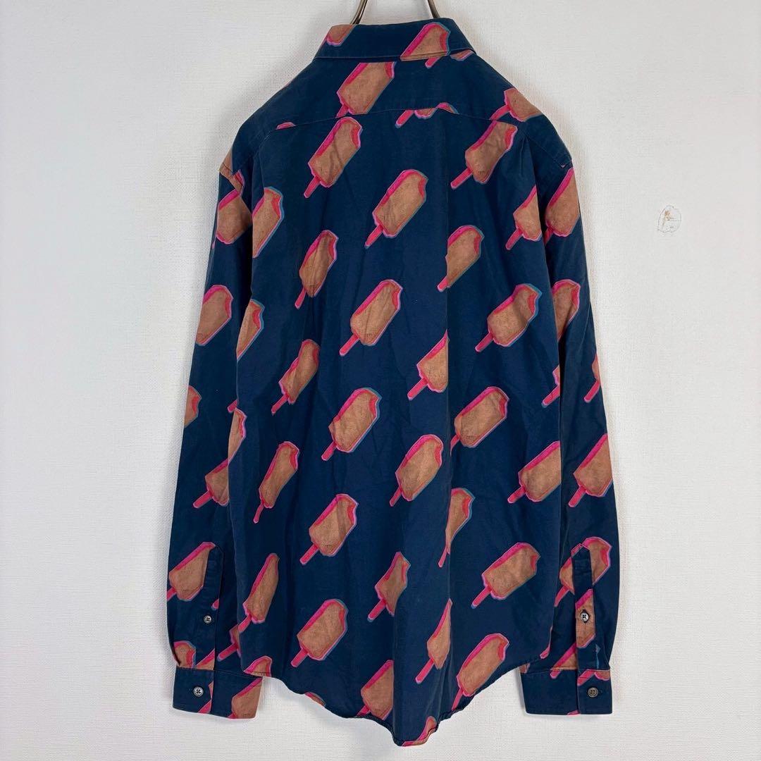 ◆ポールスミス【M】襟付きシャツ アイス柄 総柄 綿100％ 日本製 長袖