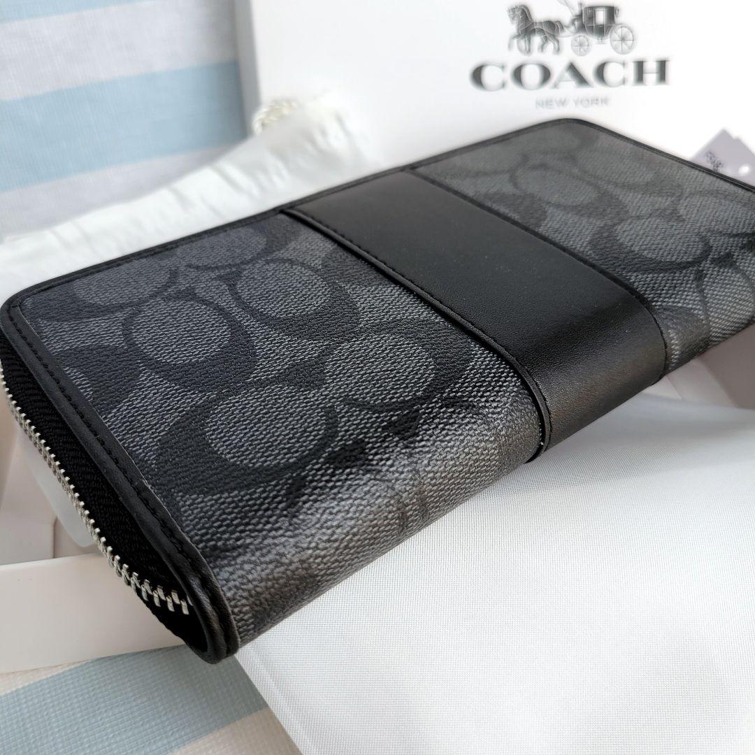 【新品未使用】COACH コーチ 長財布 シグネチャー 定番 人気 レザー 兼用