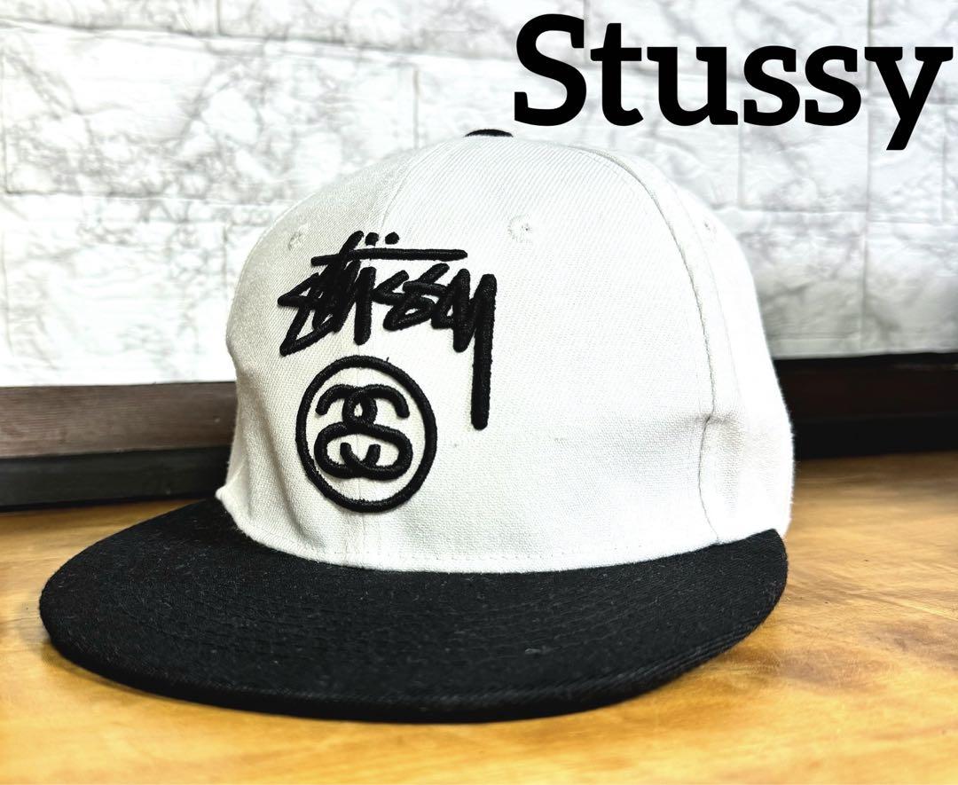Stussy ステューシー ベースボールキャップ 帽子 白黒 バイ