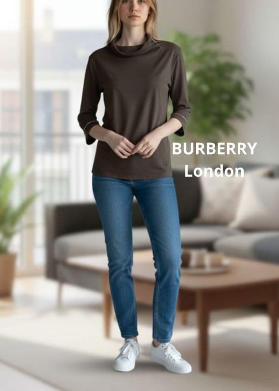 新品タグ付きBURBERRYダークブラウン タートルネック 長袖トップス　2