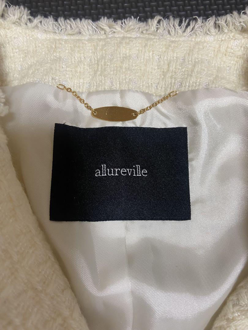 allureville アイボリー ノーカラージャケット