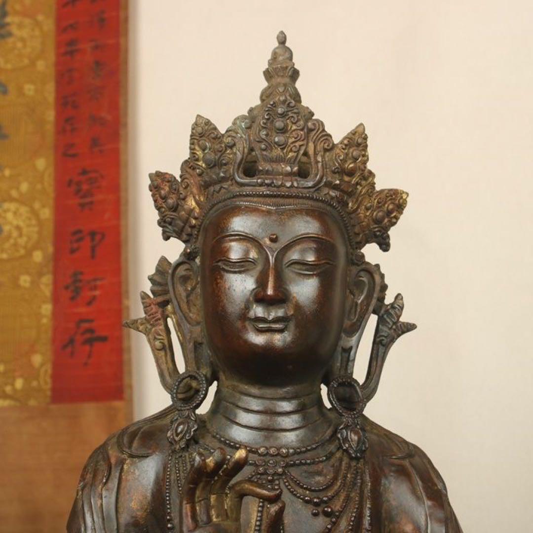 仏像美術 旧家旧蔵珍品 銅製【坐禅菩薩】仏像 仏像文化財