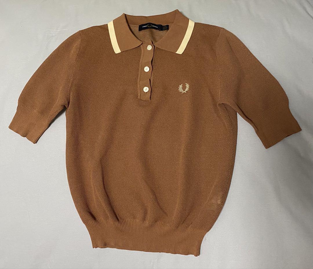 【翌日発送】FRED PERRY ブラウン 半袖ポロシャツ UK 10