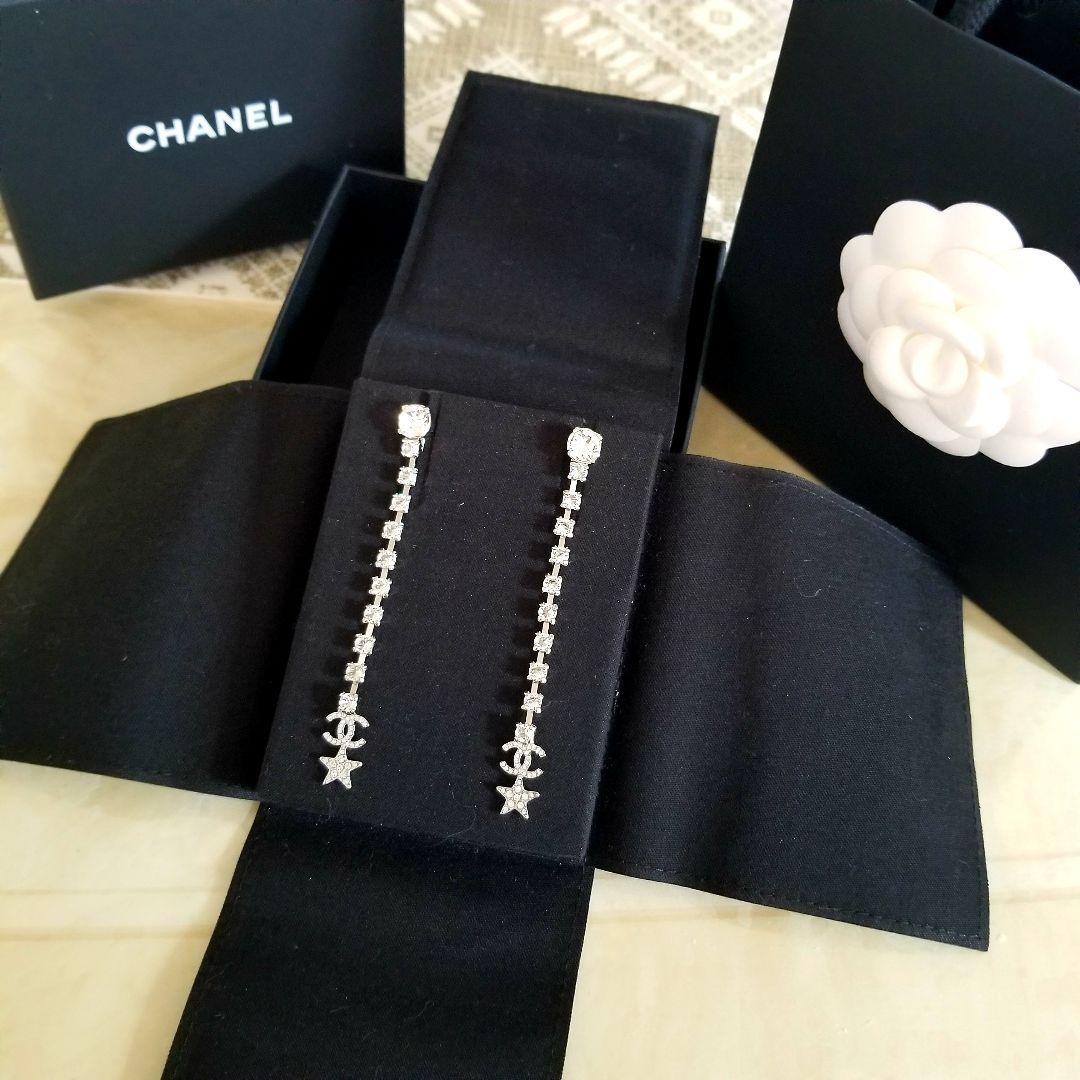 CHANEL シャネル ロング スター ストラス イヤリング ピアス 未使用品