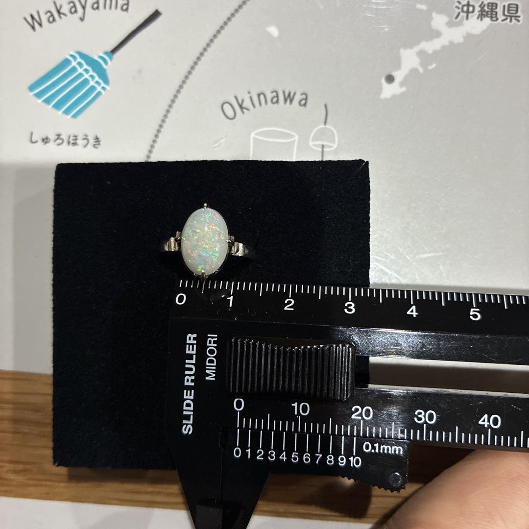 K14WG 12号　オパール　リング透かしデザイン　レトロ　アンティーク