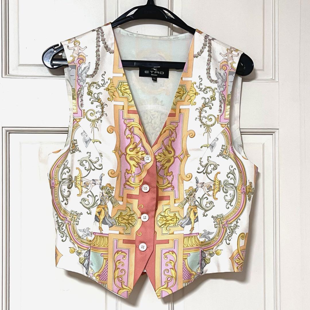 ☆ETRO☆エトロ　シルク100%ベスト　イタリア製　ペイズリー柄　44 ETRO エトロ シルクベスト カーニバル 44サイズ - メルカリ