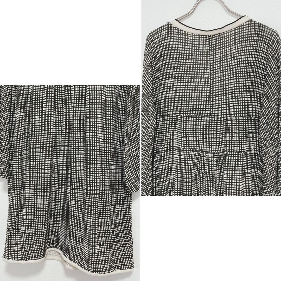 S´ Max Mara Vネック ワンピース モノクロチェック 大人綺麗め M