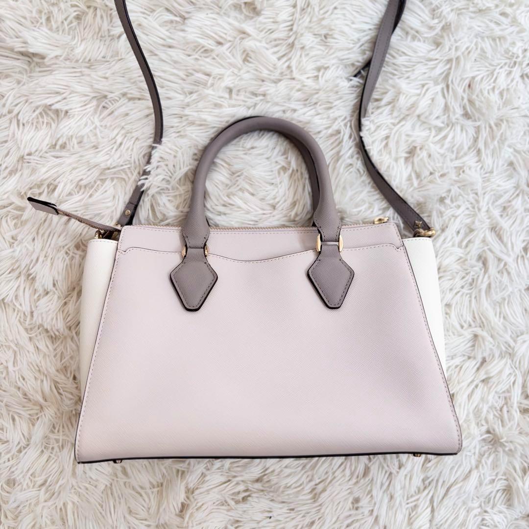 上品 ルリア4℃ 2wayハンドバッグ グレーxホワイト ショルダー