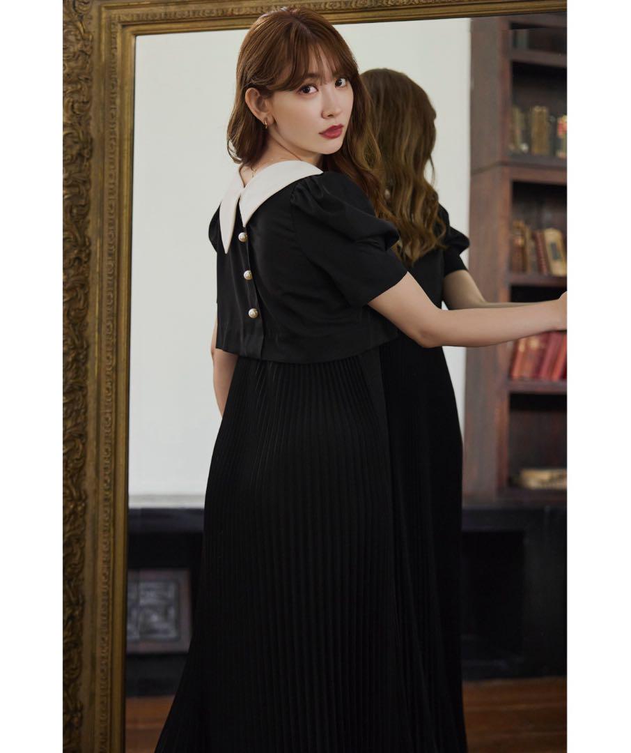 ワンピース herlipto Butterfly Collar Pleated Dress