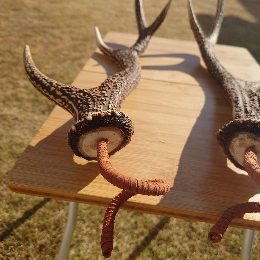 ２本セット ミドルサイズ 鹿の角ランタンハンガー　（スウェード加工）