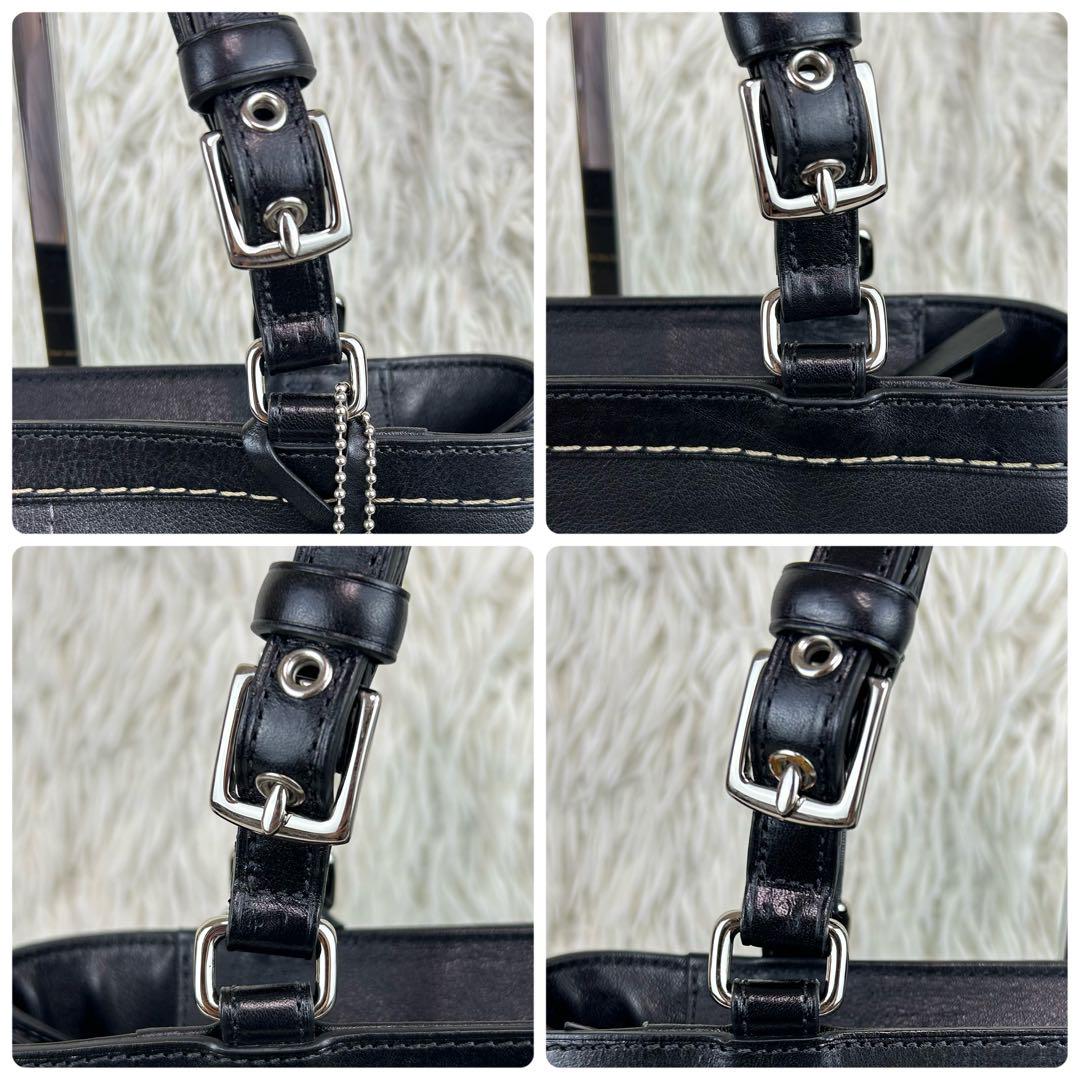 コーチ トートバッグ ハンドバッグ レザー シルバー金具 ブラック 7467 ✨極美品 コーチ 7467 トートバッグ ハンドバッグ レザー